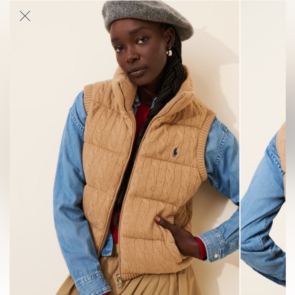 Polo Ralph Lauren Jackets & Blazers - Polo Ralph Lauren Beige Wool Blend Puffer Vest